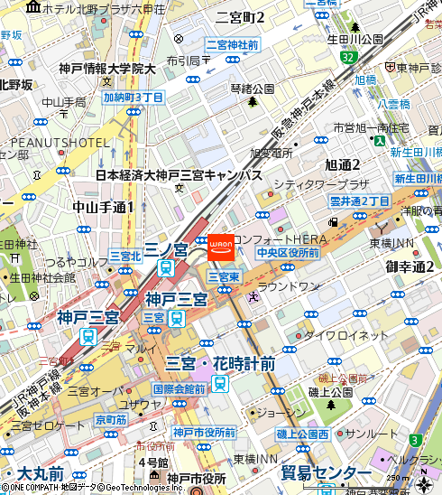 ダイエー神戸三宮店・イオンフードスタイル付近の地図